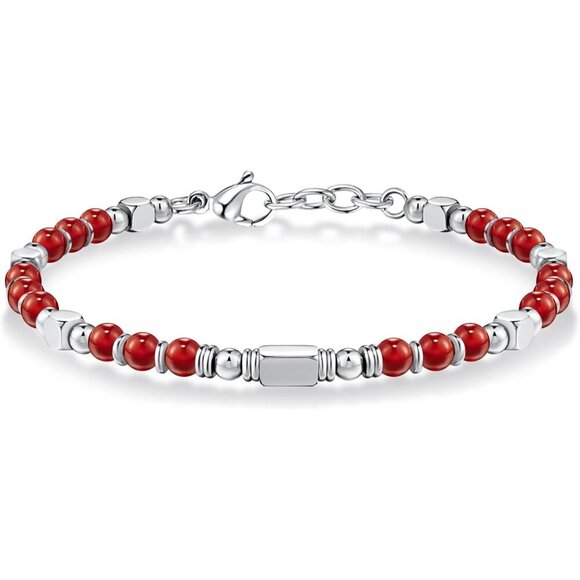 Silver & Red Boho Beaded Bracelets for Women Trendy Jewelry Gifts for Lover - Picture 1 of 7